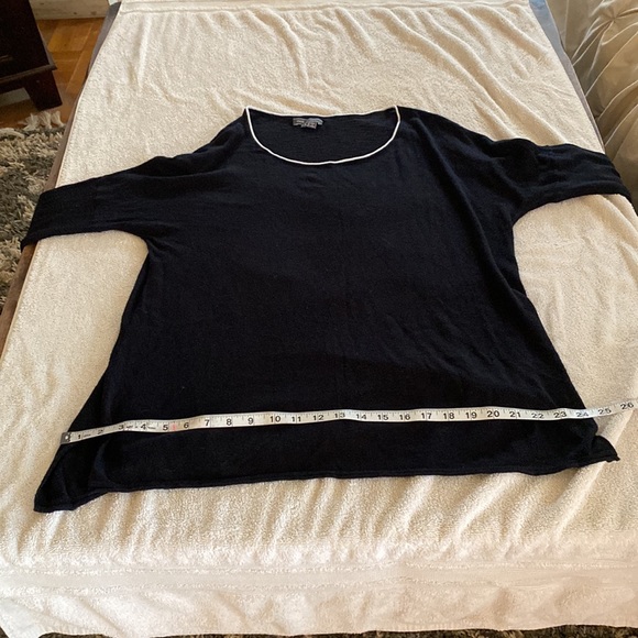 Vince black 100% cotton stretchy scooped neck thin oversized sweater top - Picture 8 of 11